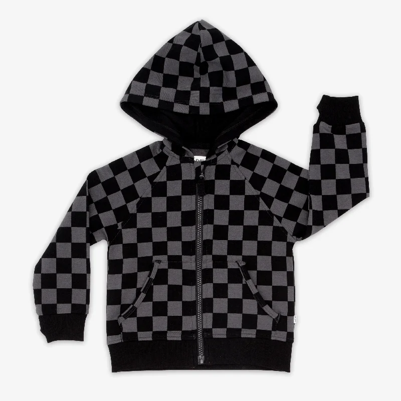 Monochrome Checks Zip Hoodie