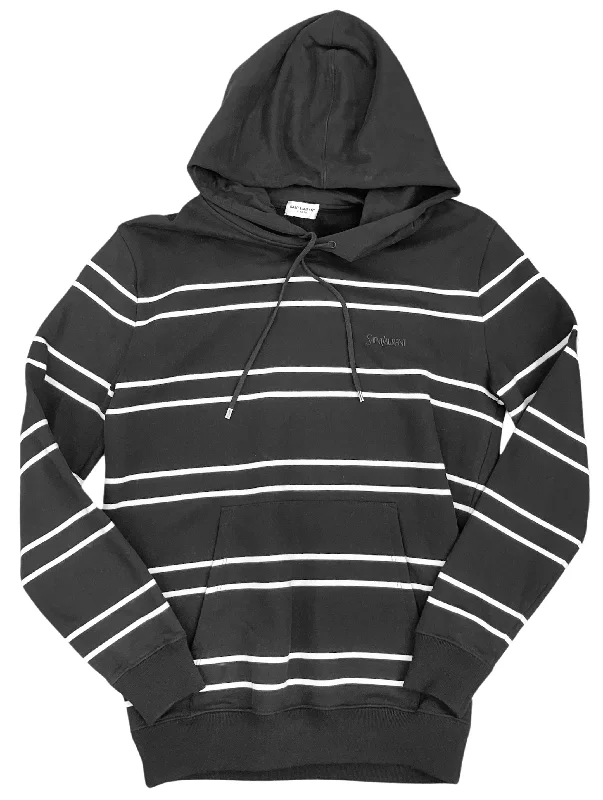 Saint Laurent Striped Hoodie in Black/White