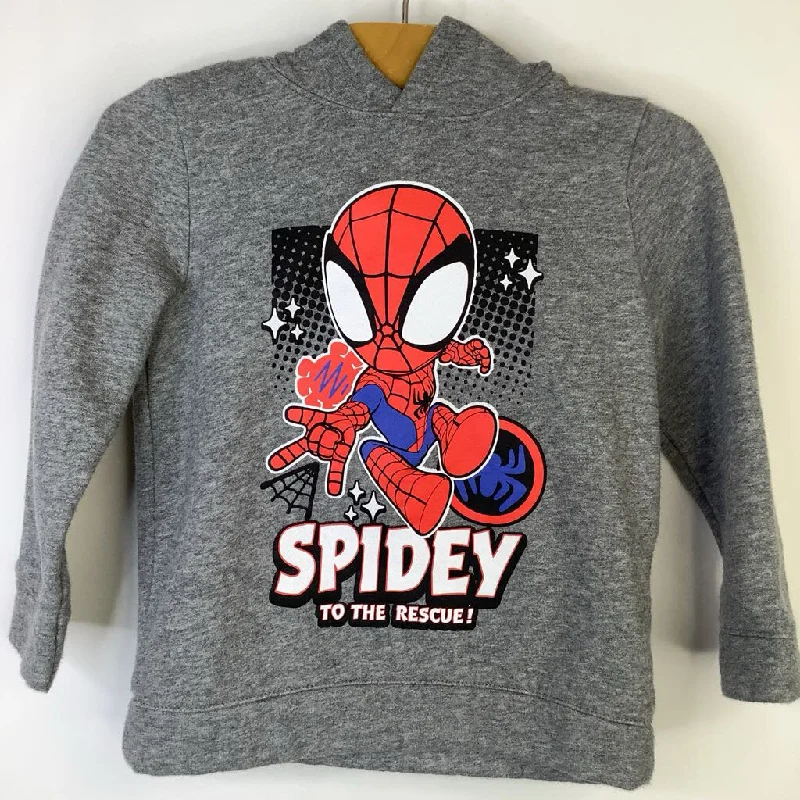 embroidered hoodies for men -Size 3: Grey "Spidey To The Rescue" Hoodie