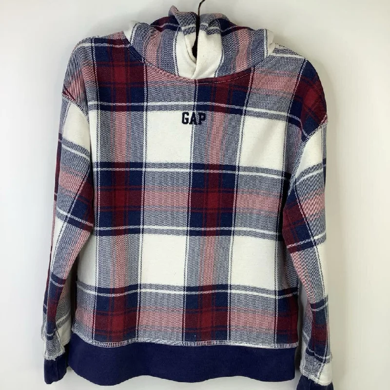 men's athletic hoodies -Size 6-7: Gap White/Blue/Red Plaid Hoodie