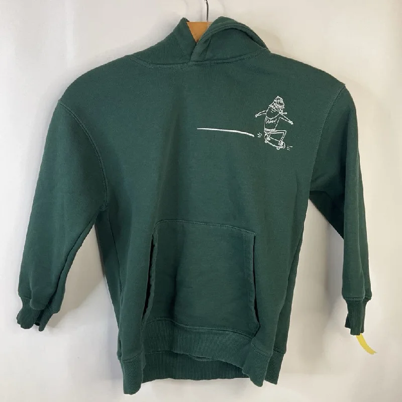 men's fleece-lined sweatshirts -Size 7: Zara Green Skateboarder Sketch Hoodie