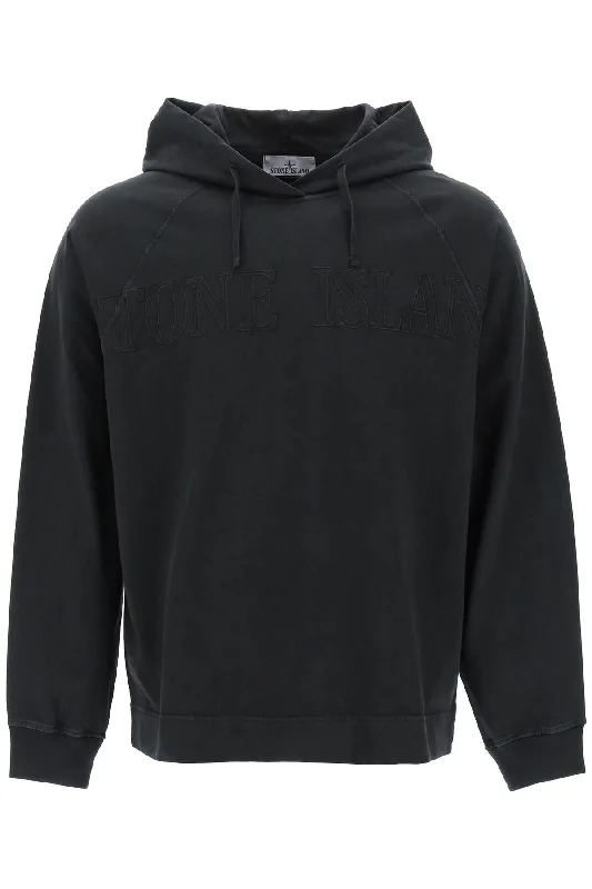 Stone island embroidered logo lightweight hoodie