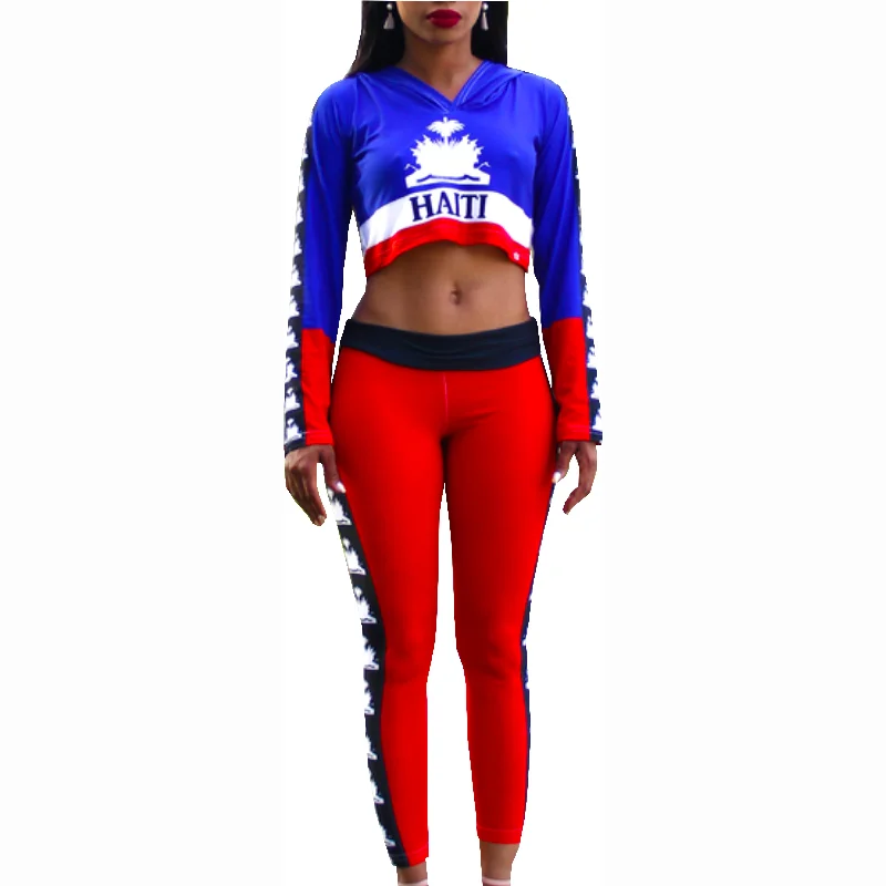 TMMG HAITI SIGNATURE LEGACY CROP TOP LONG SLEEVE HOODIE LEGGINGS SET