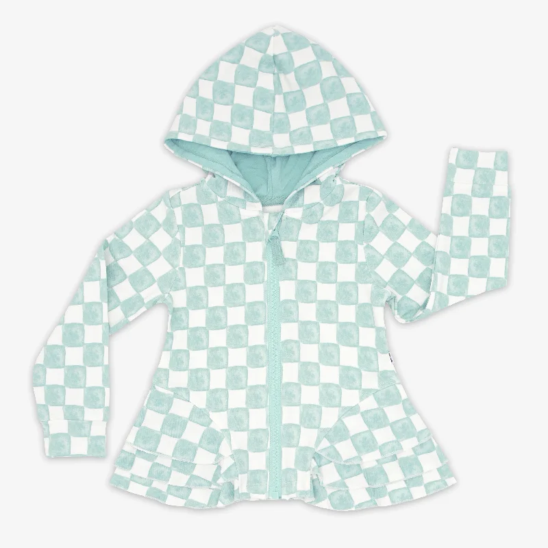 Watercolor Checks Peplum Hoodie